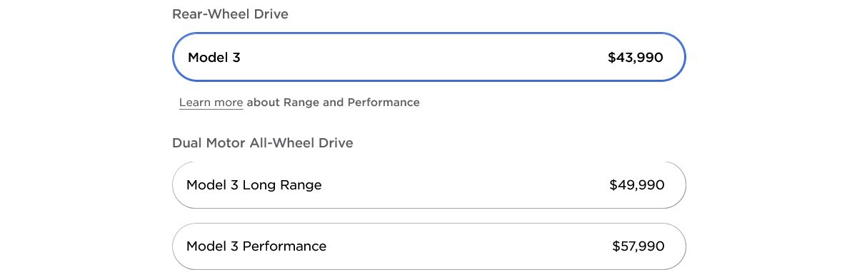 Tesla discontinues Model 3 Standard Range Plus in the US, replaces it with new Rear-Wheel Drive option