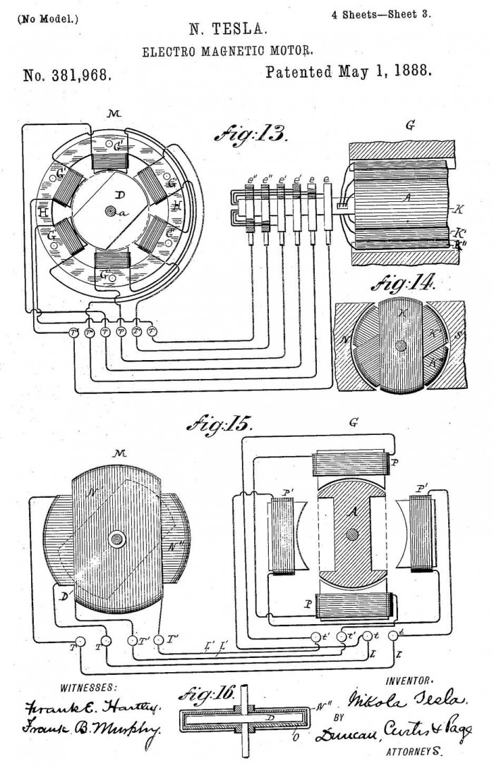 Nikola Tesla’s historic patent of the induction motor