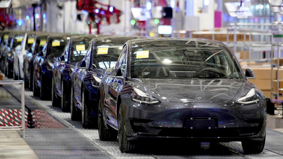 Tesla Model 3 on assembly line