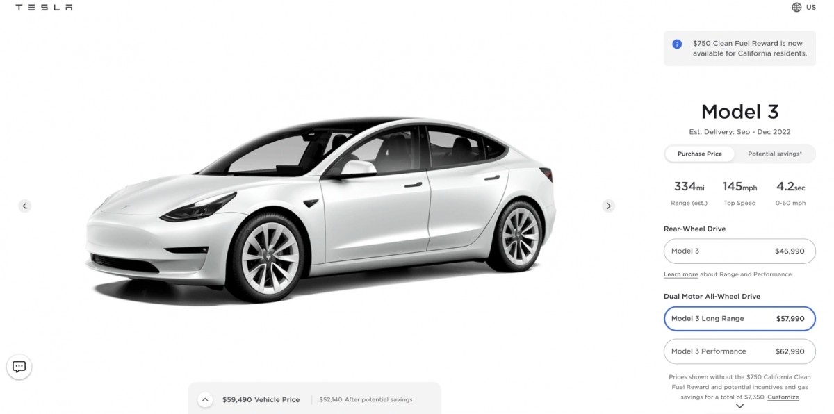 Tesla Model 3 price increase