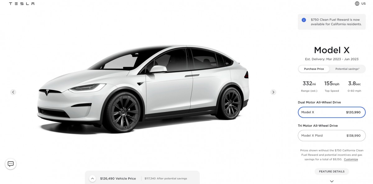 Tesla Model X price increase