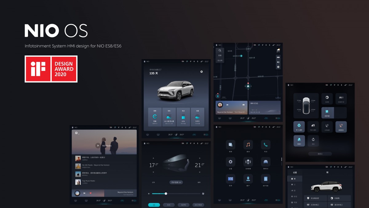 The cars' infotainment system is powered by the in-house Nio OS