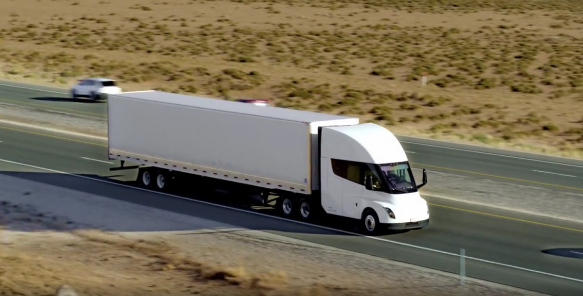 Tesla Semi trucking happily on the highway
