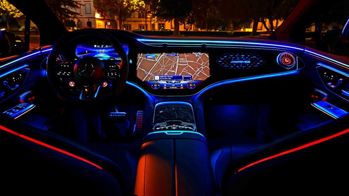 AMG EQE interior at night