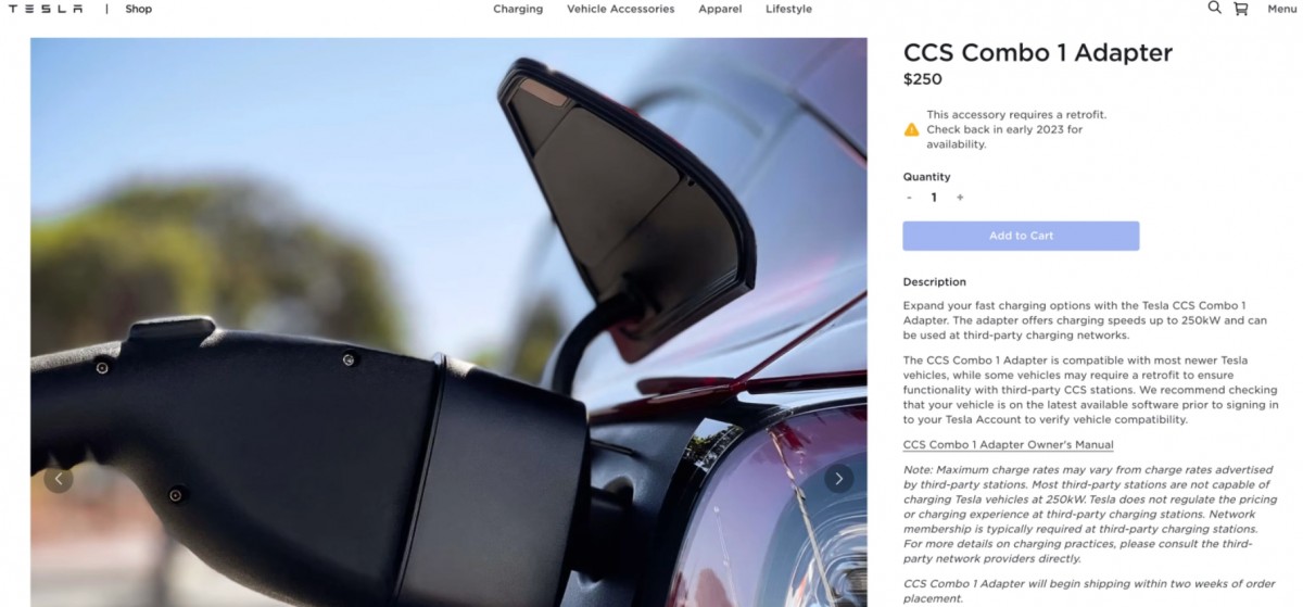 Tesla owners can now use CCS chargers thanks to $250 adapter