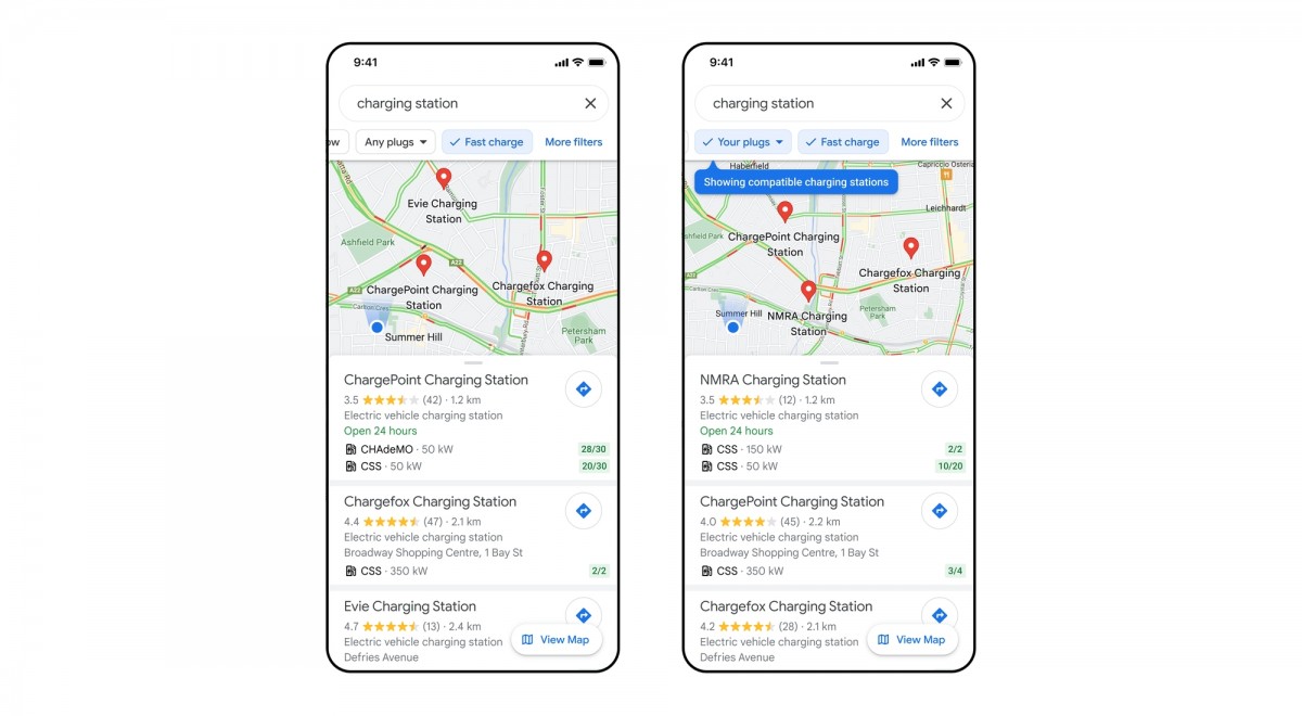 Google maps store ev charging stations