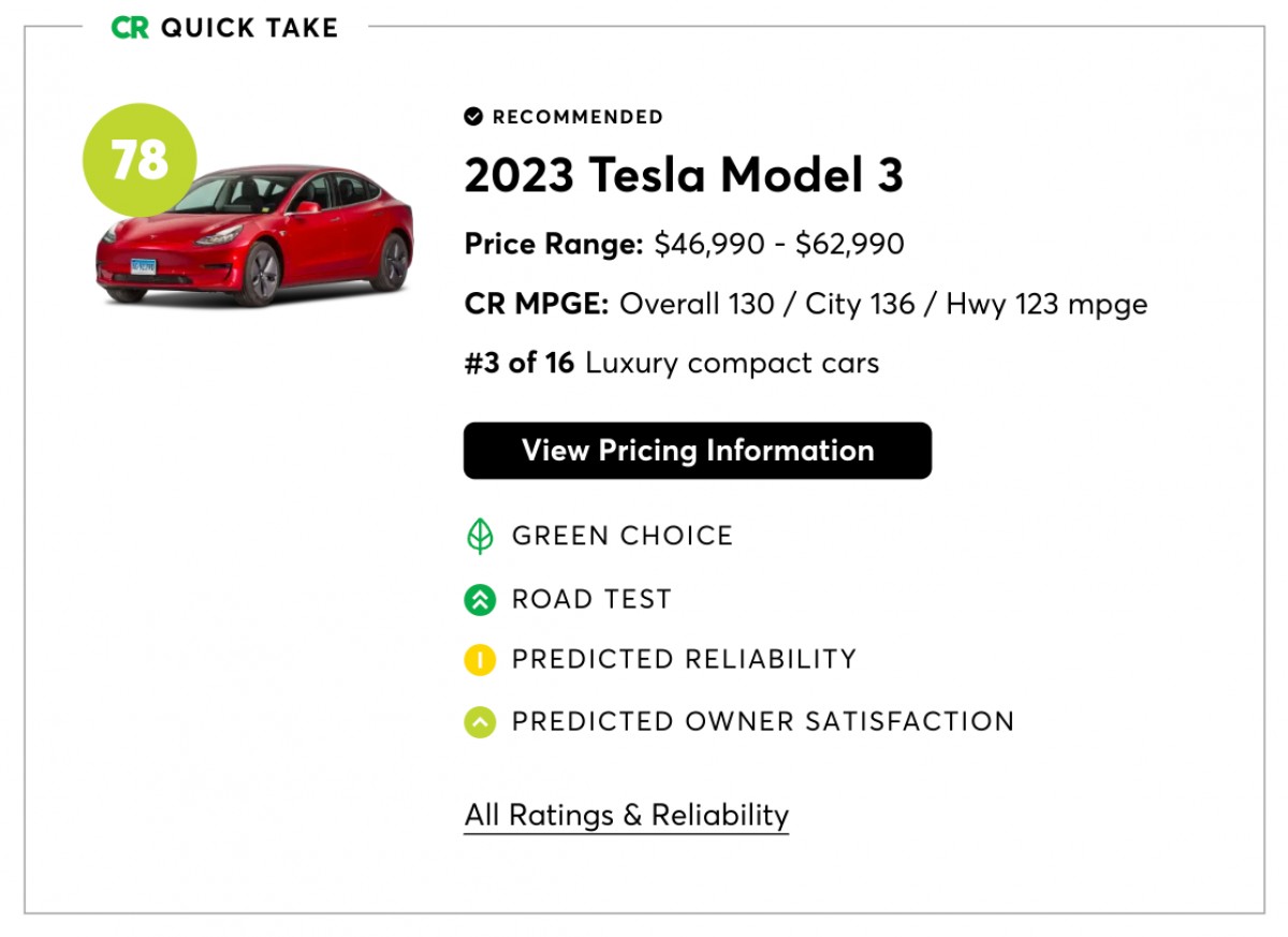 Tesla model deals y consumer reports