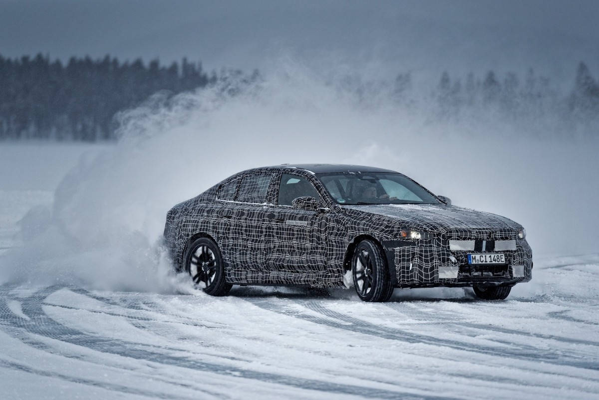 Electric BMW i5 handles snow and ice with ease