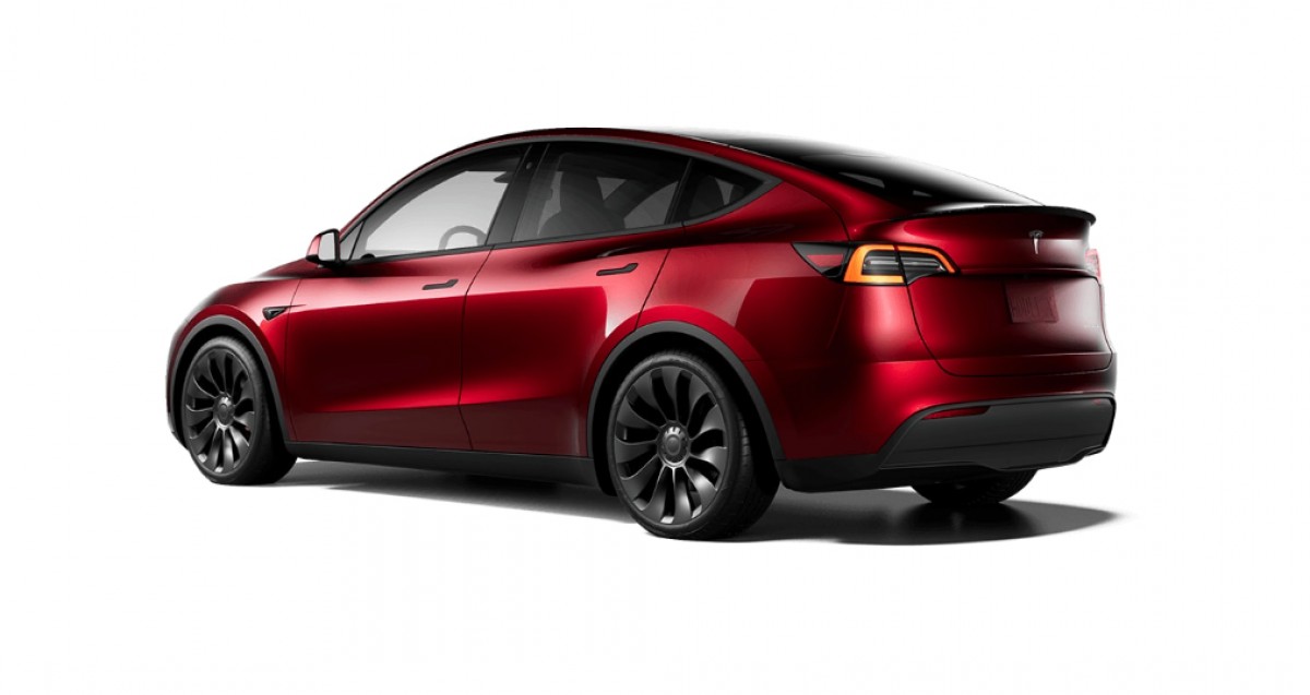Tesla Model Y in new Midnight Cherry finish