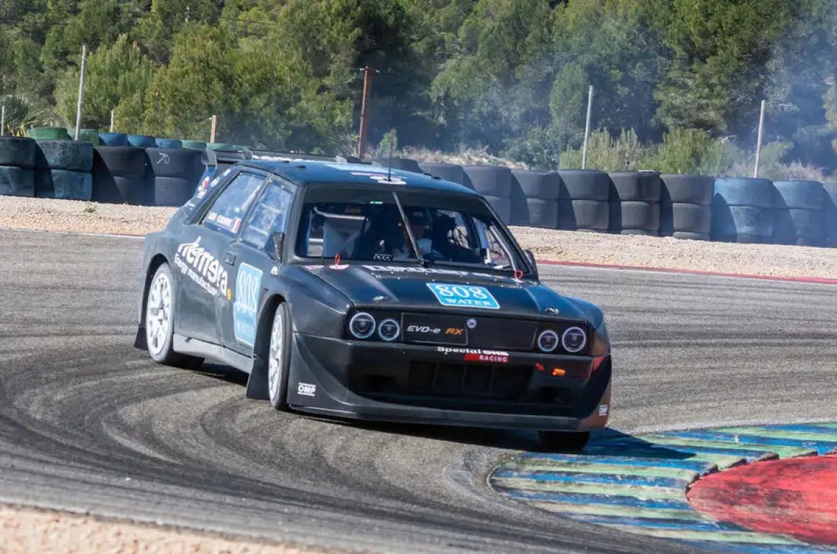 Sebastian Loeb testing Lancia Delta Evo-e