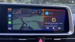 Apple car play works great, while the built-in sat nav is extremely accurate and can show you charging locations.