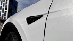 The Model Y carries on the look from other Tesla models and also features the minimalistic design.
