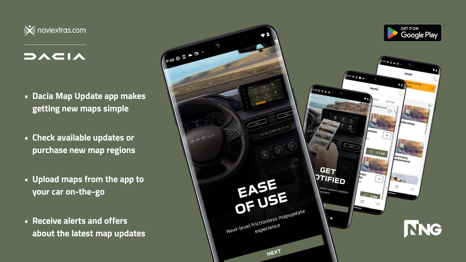 Dacia と NNG はスマートフォンベースの地図更新の先駆者です