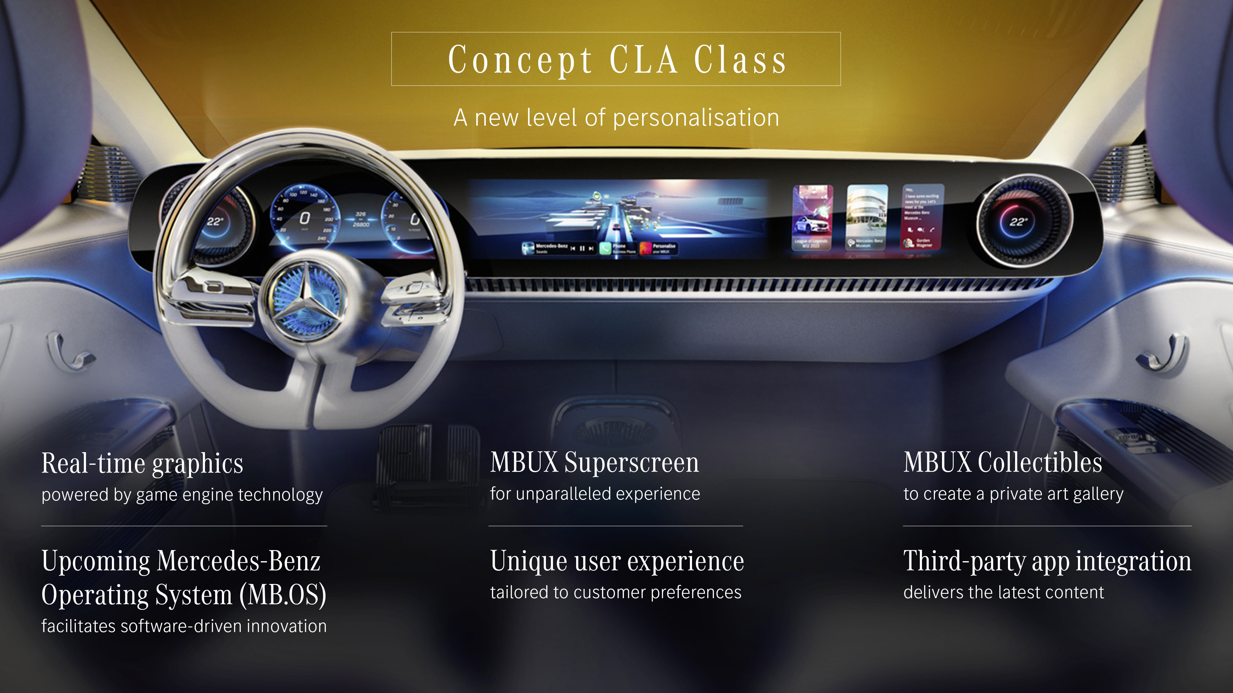 Mercedes Concept CLA-Class — элегантный электрический седан с запасом хода в 466 миль.