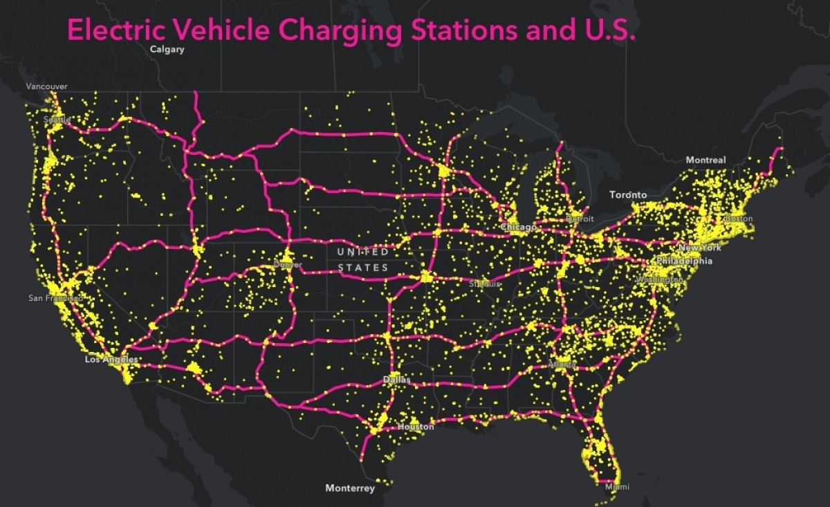 Interactive map of all EV chargers provided by US Department of Energy