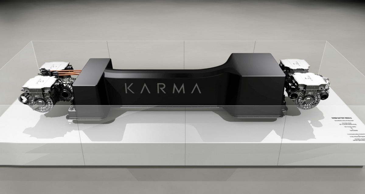 Karma's 1,100 hp quad-motor powertrain with integrated battery