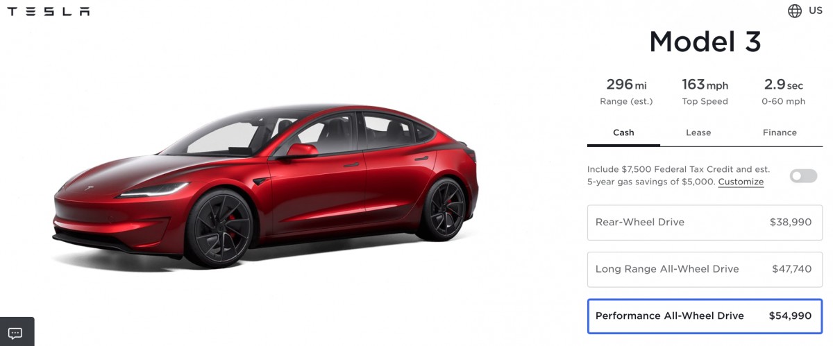 Tesla adds $1,000 to the price of Model 3 Performance