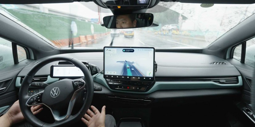 Autonomous Volkswagen ID.4 masters Beijing's rain-soaked roads