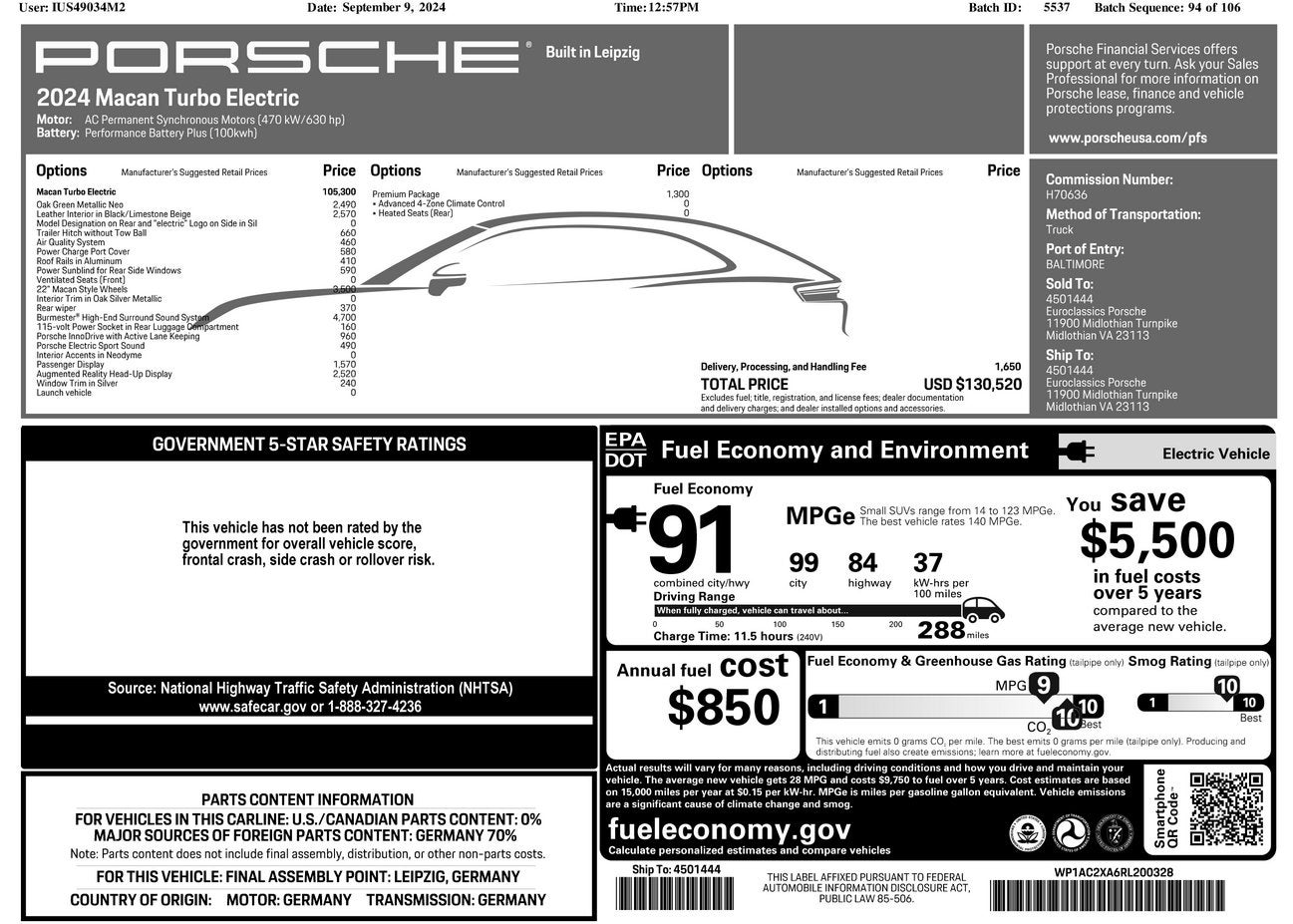 ポルシェ・マカンが販売デビューに先立って308マイルEPAの評価を取得