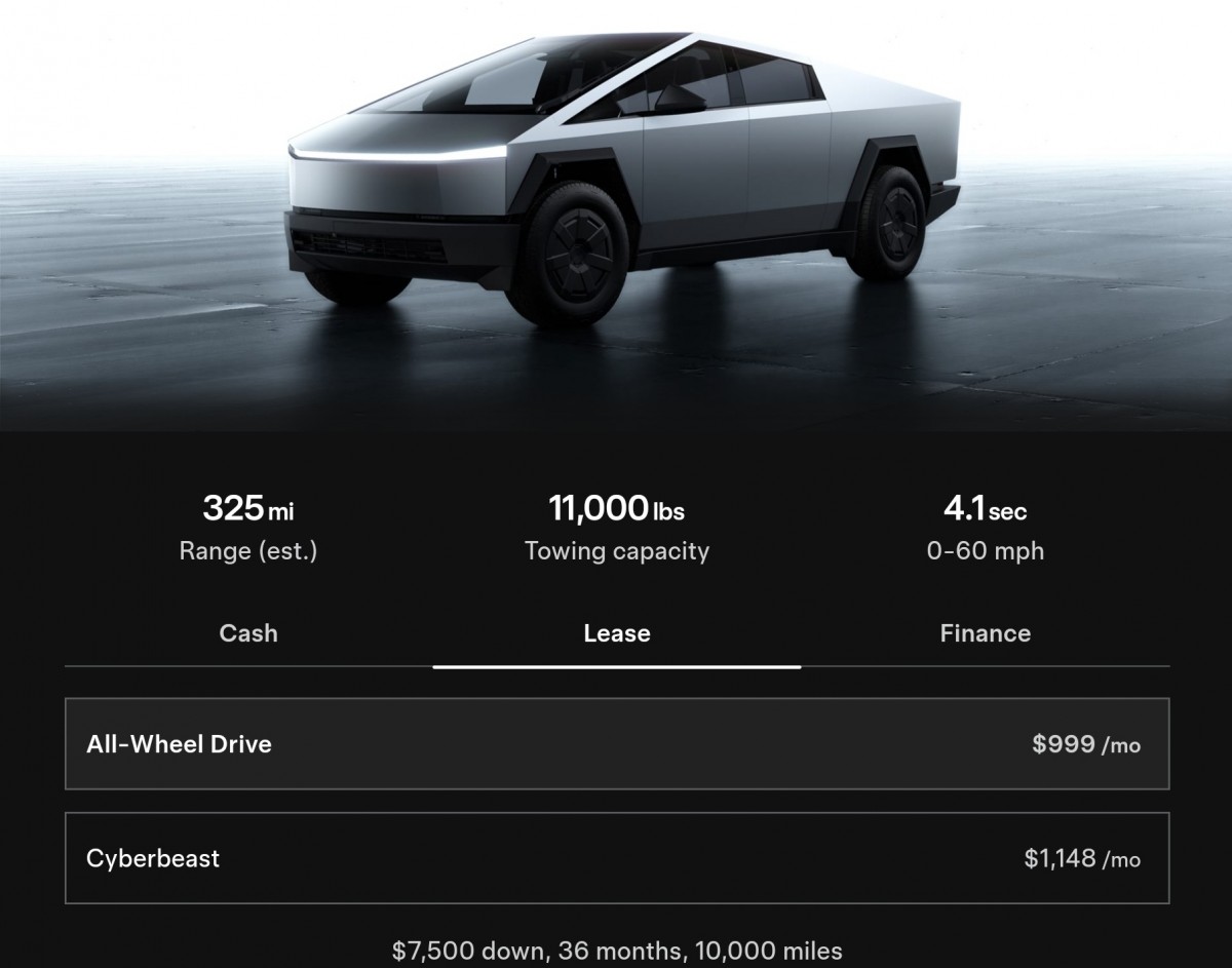 Tesla adds a $999 monthly Cybertruck option