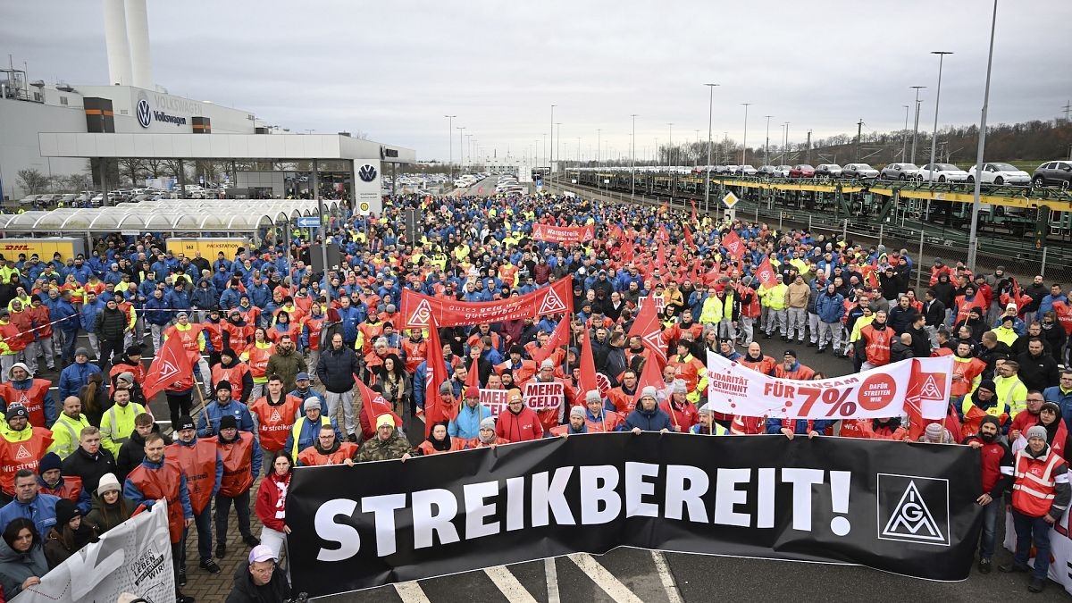 Volkswagen workers strike over looming pay cuts factory closures