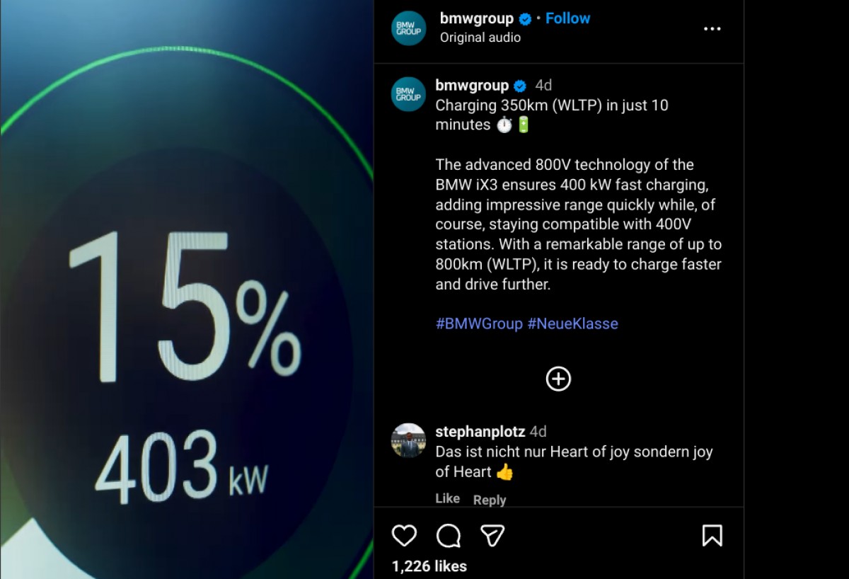 BMW iX3 redefines EV fast charging with 403 kW