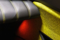 The passenger-side dashboard lights up to complement the design.