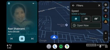 EV charging station speed in Google Maps on Android Auto