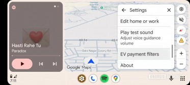 EV charging station payment filter in Google Maps on Android Auto