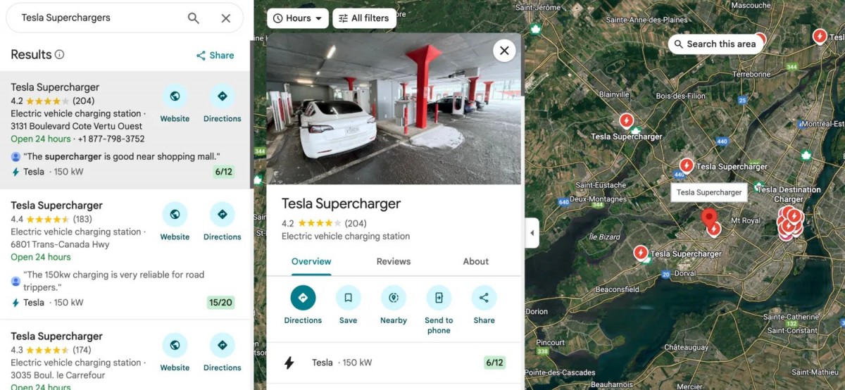 Tesla Supercharger availability lands in Google Maps
