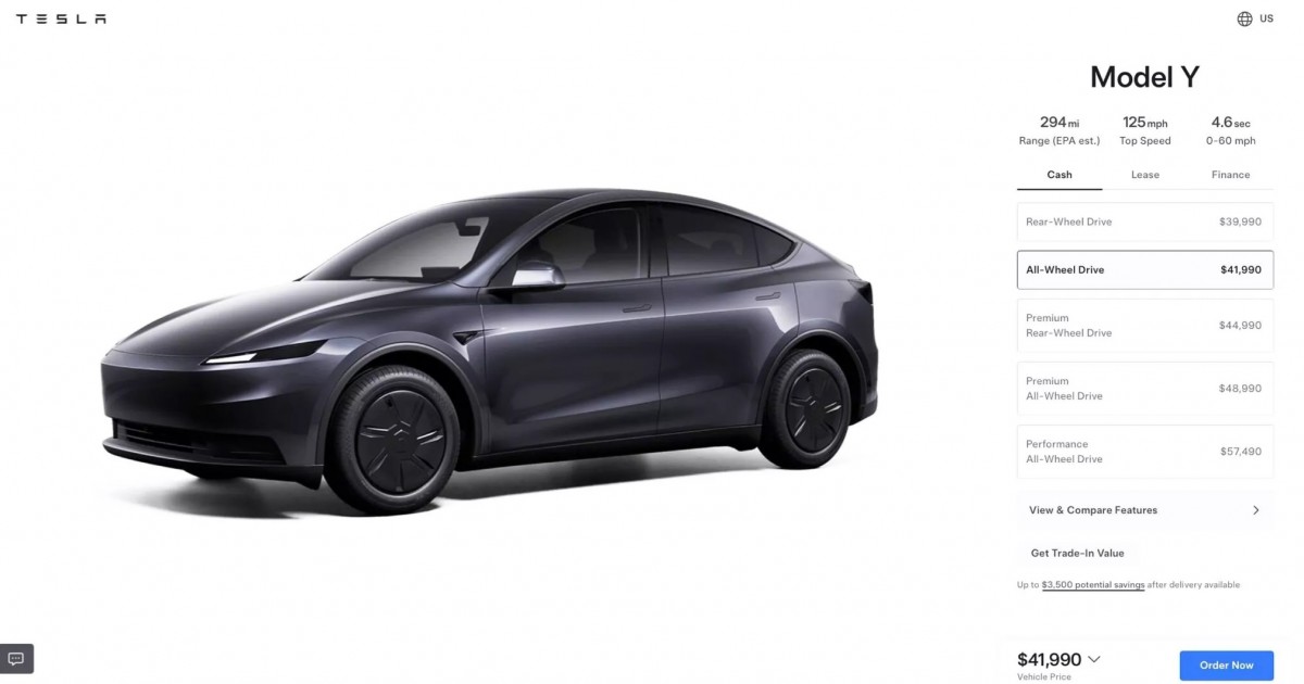 New Tesla Model Y AWD - source: Tesla