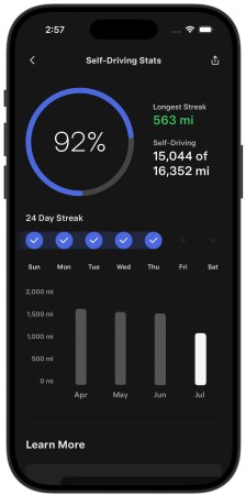 Self-driving stats and Arrival Energy in the mobile app