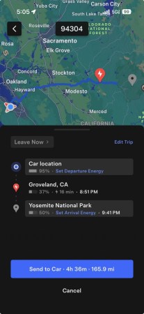 Self-driving stats and Arrival Energy in the mobile app